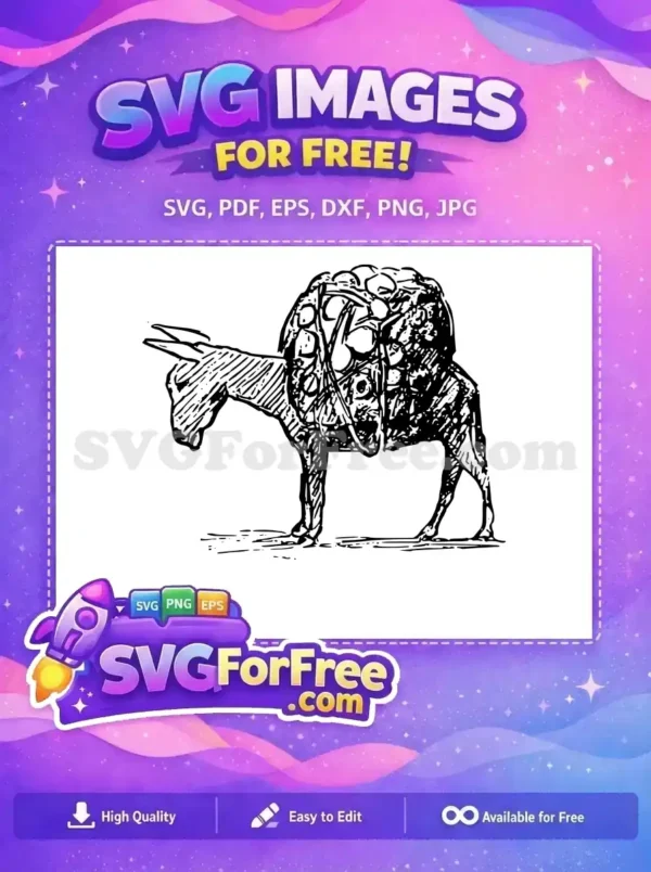 Free Heavily Loaded Free Outline Design Donkey Outline Free SVG