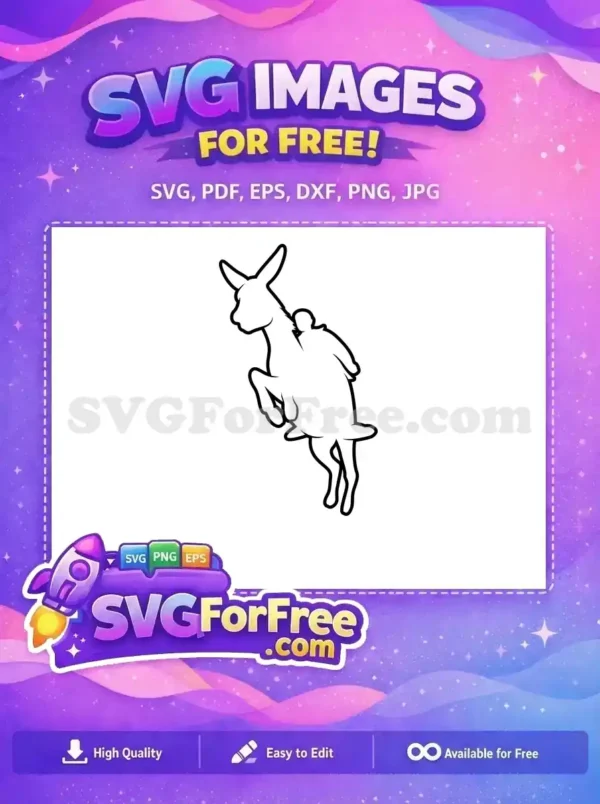 Free Jumping Black Outline Free Shrek's Iconic Donkey Character Free SVG