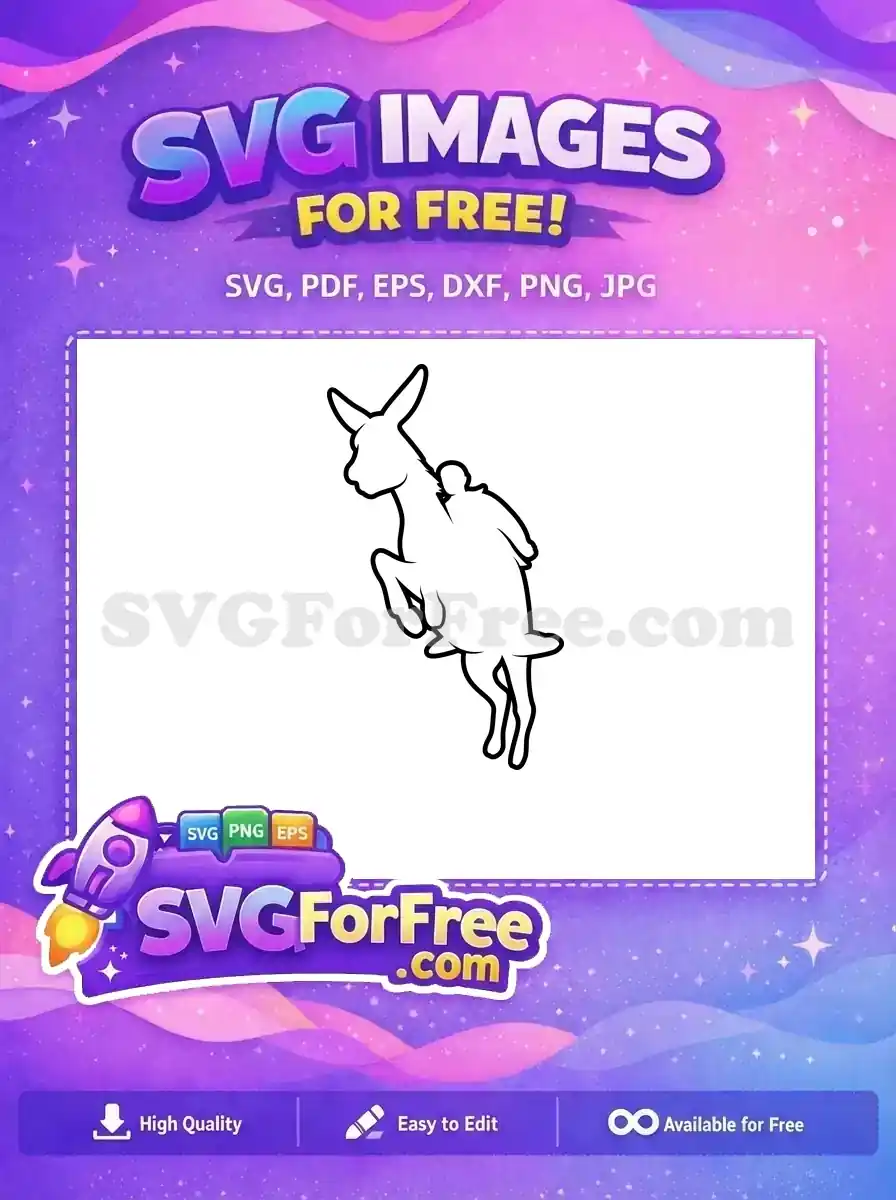 Free Jumping Black Outline Free Shrek's Iconic Donkey Character Free SVG