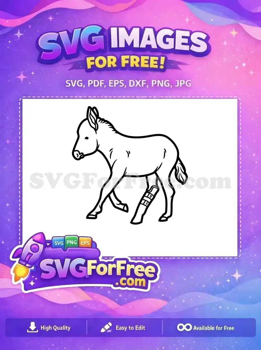 Free Baby Donkey Free Outline Leg Cast Farm Animal Free SVG