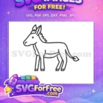 Free Detailed Black Outline Free Cute Standing Shrek Donkey Character Free SVG - Instant Download