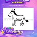 Free Black Outline Free Cute Farm Animal Donkey Outline Free SVG - Instant Download