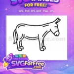 Free Simple Black Outline Free Cute Donkey Shrek Movie Free SVG 1 - Instant Download