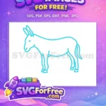 Free Cyan Donkey Outline Free Cute Farm Animal Design Free SVG - Instant Download