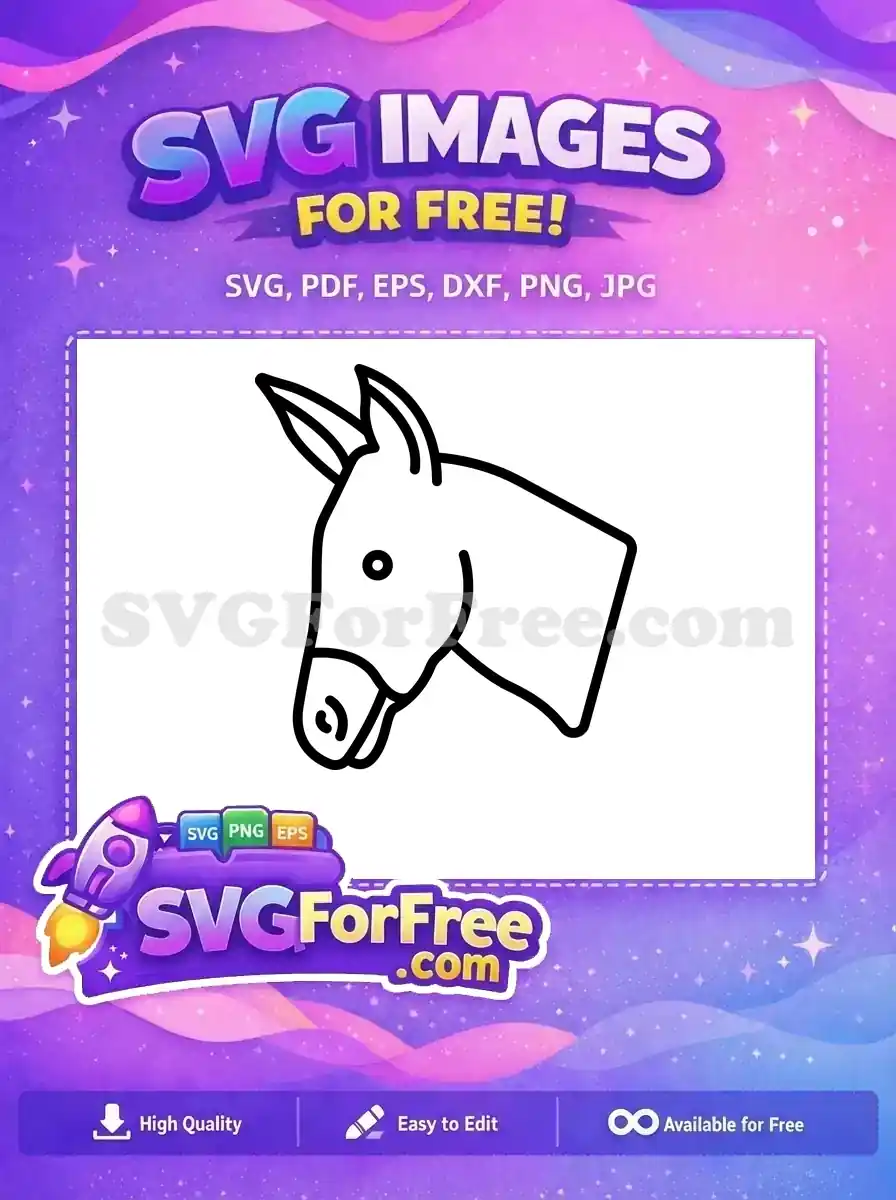 Free Simple Black Outline Free Cute Donkey Shrek Movie Free SVG 2