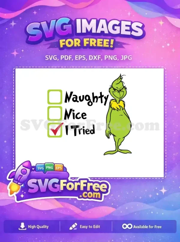 Free Grinch Smirking Free Tried Checklist Dr Seuss Free SVG