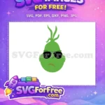 Free Grumpy Green Face Free Black Sunglasses Grinch Dr Seuss Free SVG 1 - Instant Download