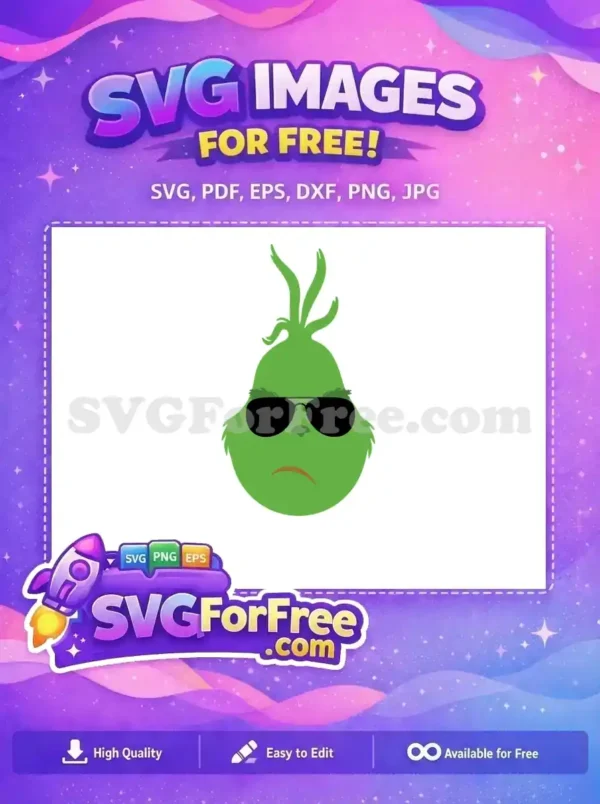 Free Grumpy Green Face Free Black Sunglasses Grinch Dr Seuss Free SVG 1