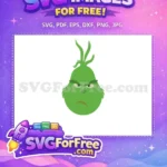 Free Grumpy Green Face Free Angry Eyebrows Grinch Christmas Free SVG - Instant Download