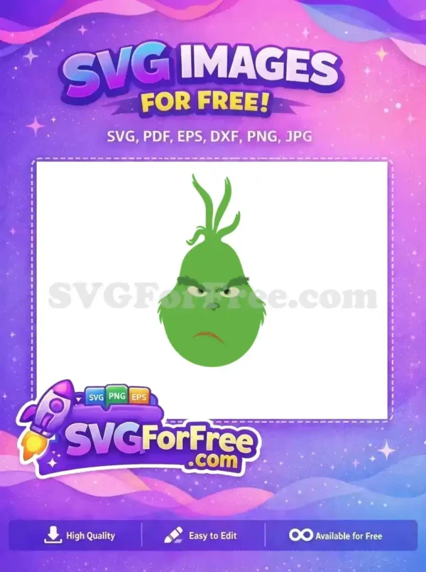 Free Grumpy Green Face Free Angry Eyebrows Grinch Christmas Free SVG