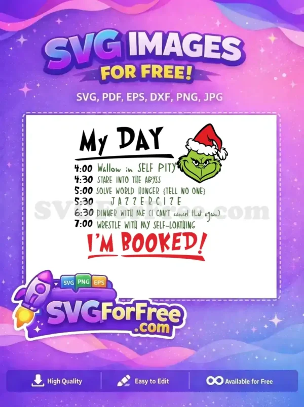 Free Grumpy Green Free Red Hat Schedule Grinch Free SVG