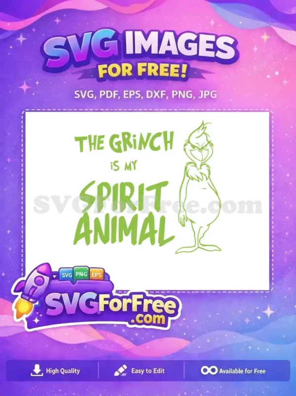 Free Grinch Green Free Spirit Animal Dr Seuss Merry Free SVG