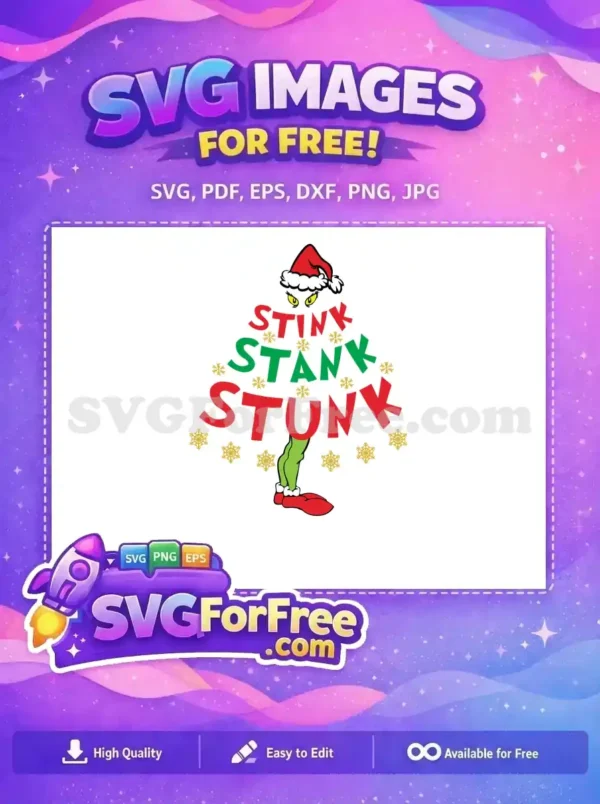 Free Stink Stank Free Red Hat Grinch Christmas Free SVG