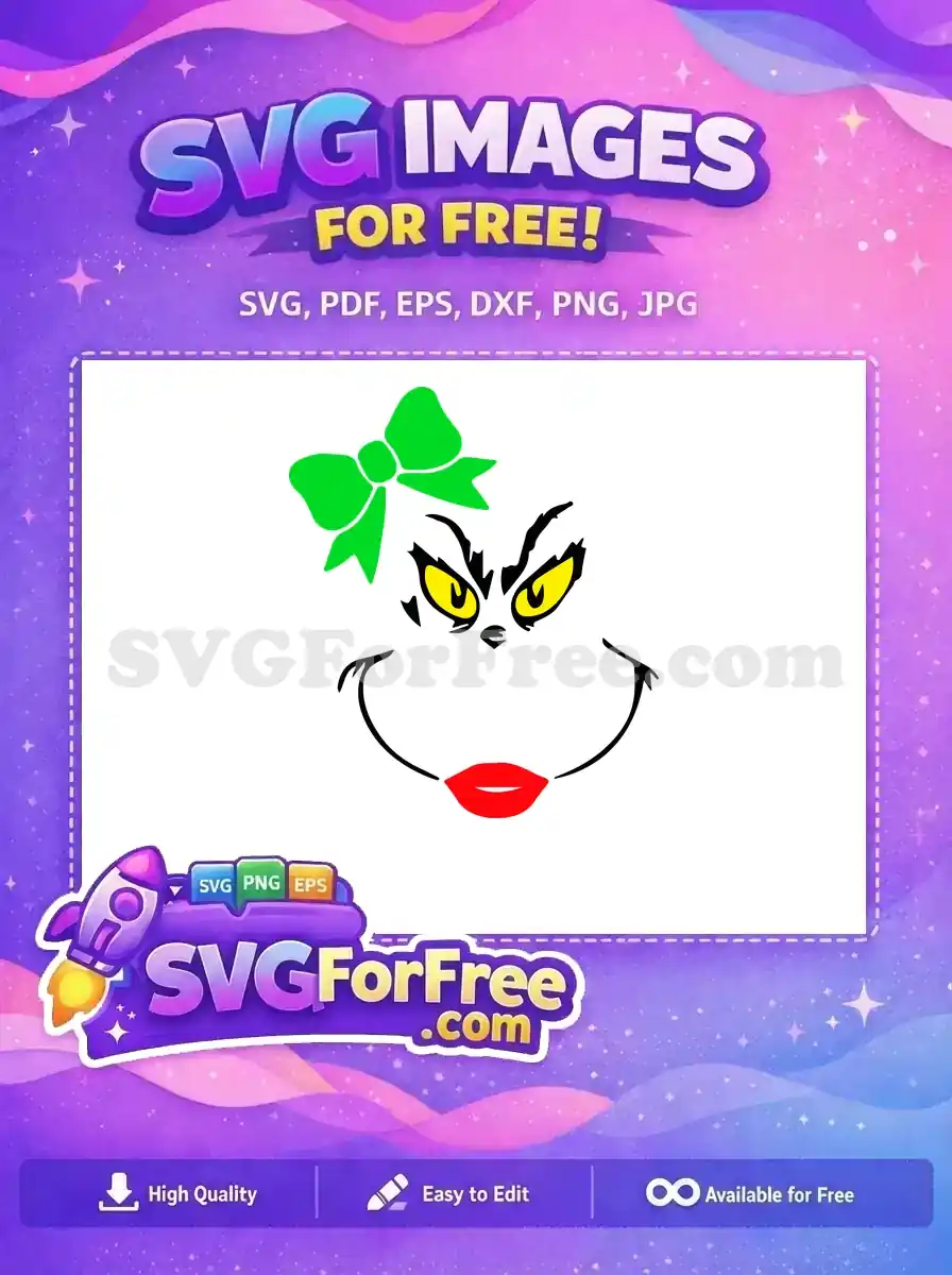 Free Grinch Face Free Green Bow Dr Seuss Free SVG