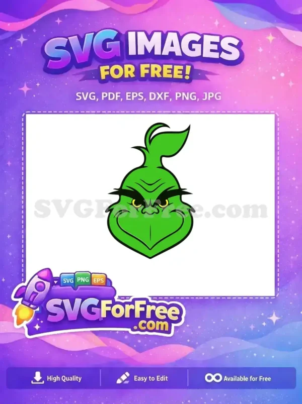 Free Grumpy Green Free Scowl Dr Seuss Grinch Free SVG