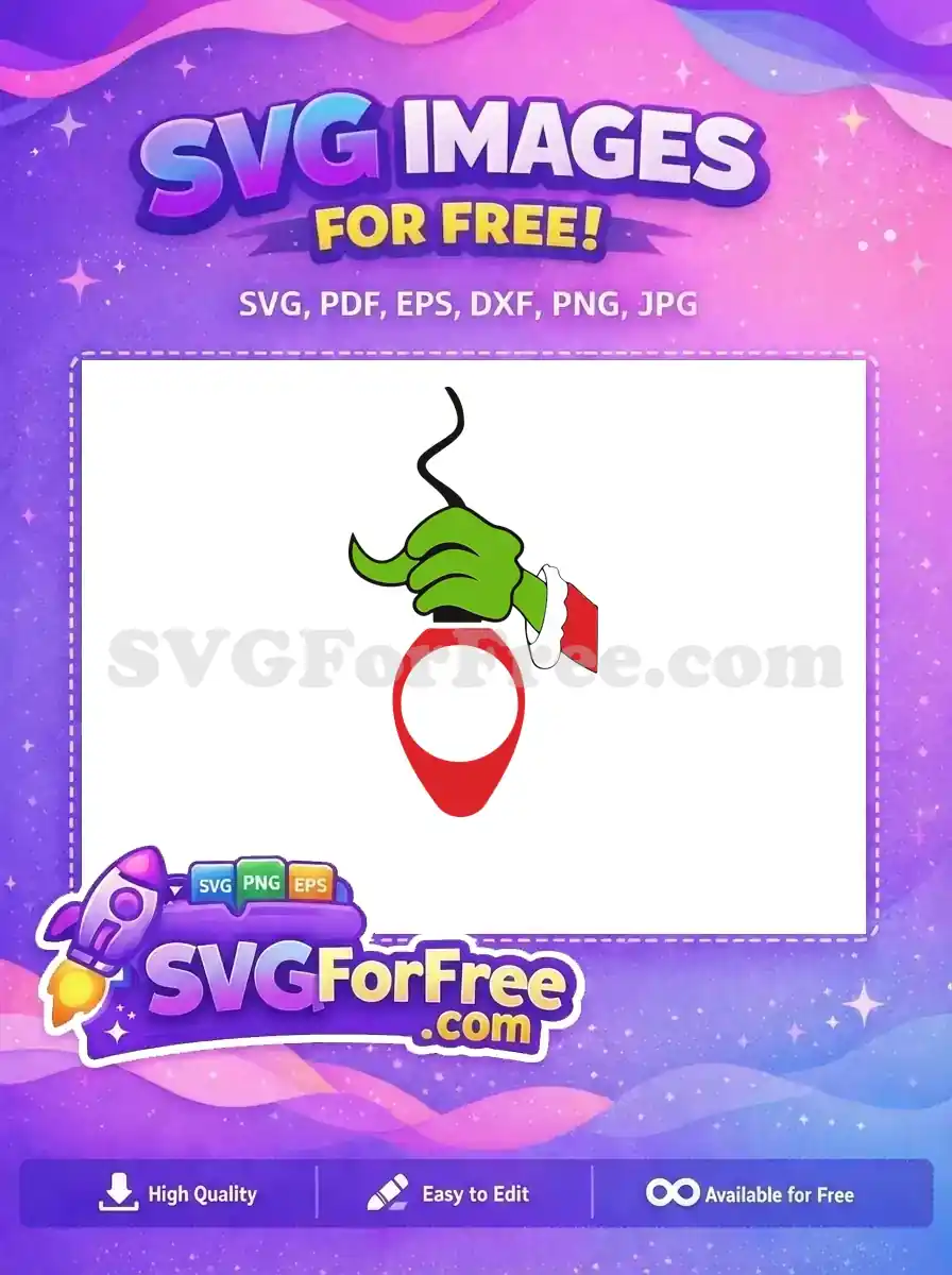 Free Grinch Green Hand Free Red Christmas Ornament Dr Seuss Free SVG 1