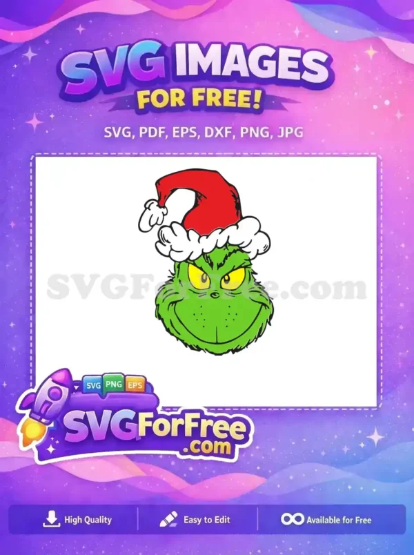 Free Grumpy Green Face Free Red Santa Hat Dr Seuss Free SVG
