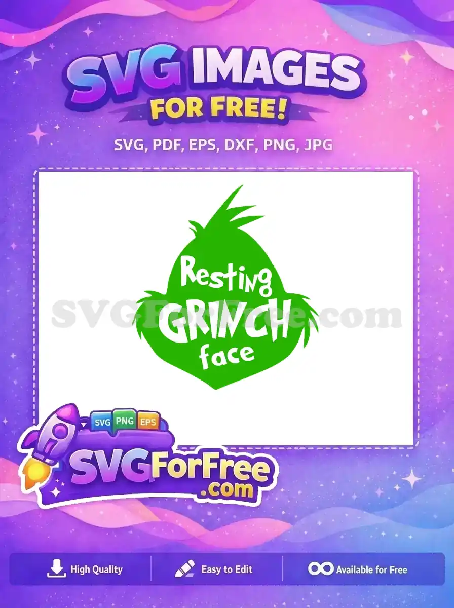 Free Resting Grinch face Free vibrant green spiky hair Dr Seuss Free SVG