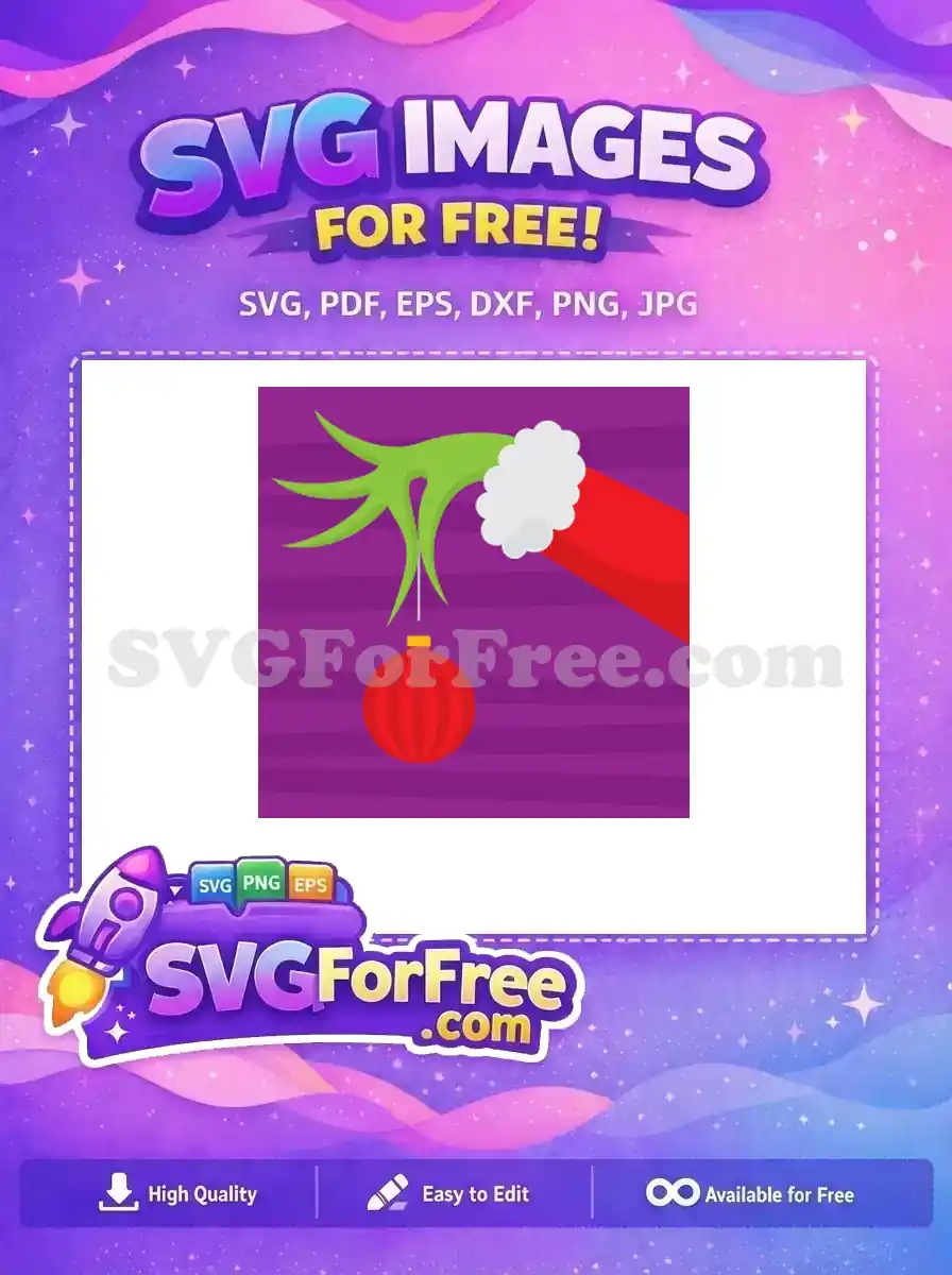 Free Grinch Green Hand Free Red Ornament Dr Seuss Christmas Free SVG 1