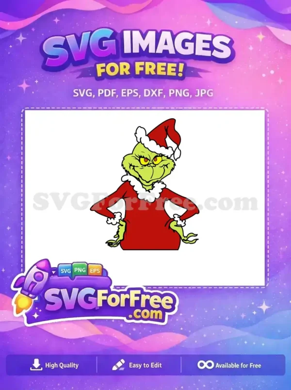 Free Grumpy Green Grinch Free Red Santa Outfit Dr Seuss Free SVG