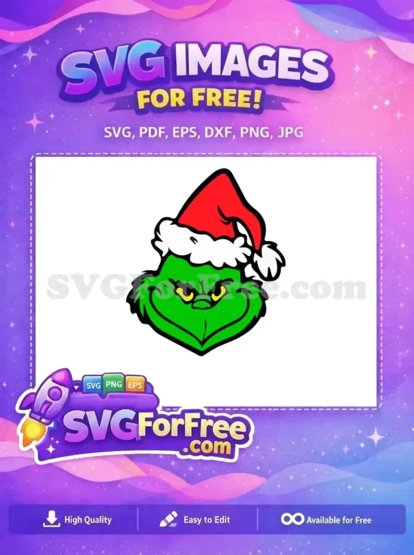 Free Mischievous Green Grinch Free Red Santa Hat Dr Seuss Free SVG
