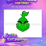 Free Grumpy Green Face Yellow Eyes Free Mischievous Dr Seuss Grinch Free SVG - Instant Download