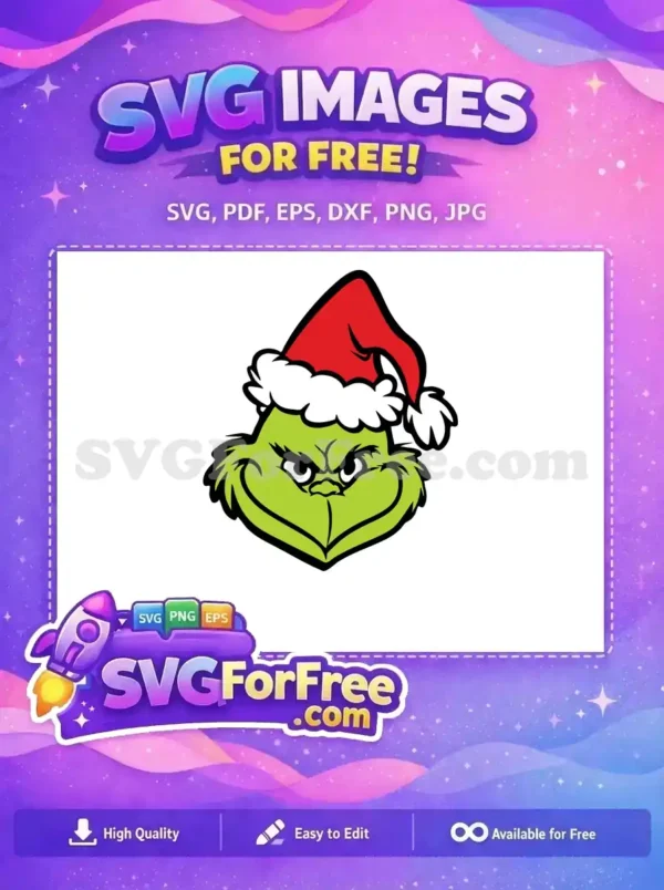 Free Grinch Face Free Red Santa Hat Dr Seuss Christmas Free SVG 2