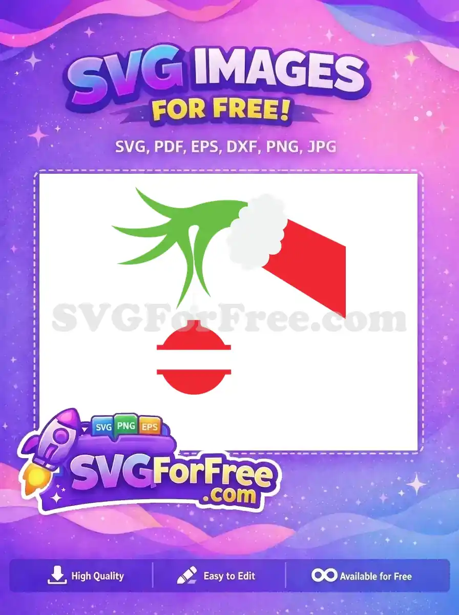 Free Grinch Green Hand Free Red Ornament Dr Seuss Christmas Free SVG 2