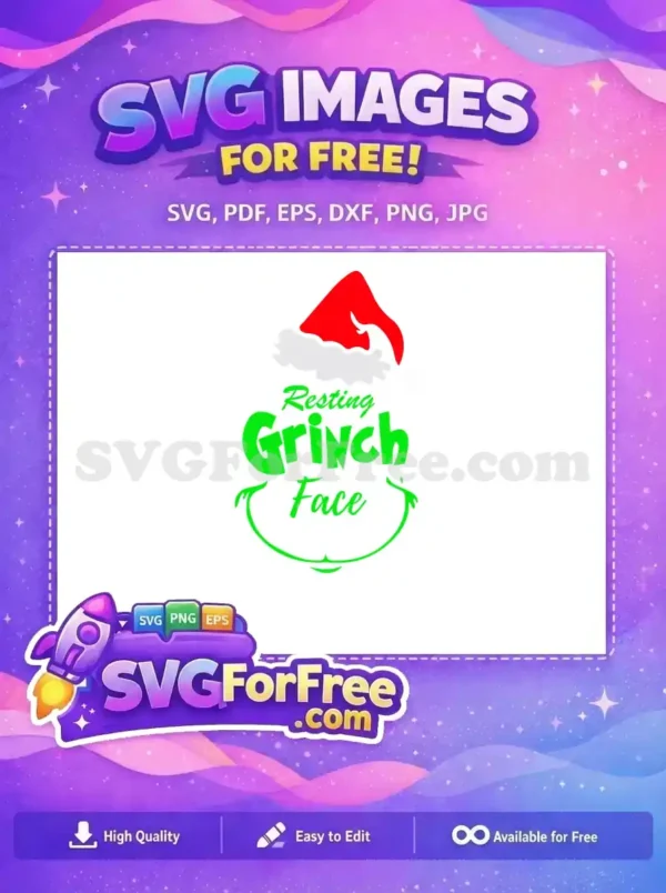 Free Grinchy Santa Hat Free Green Resting Face Dr Seuss Free SVG