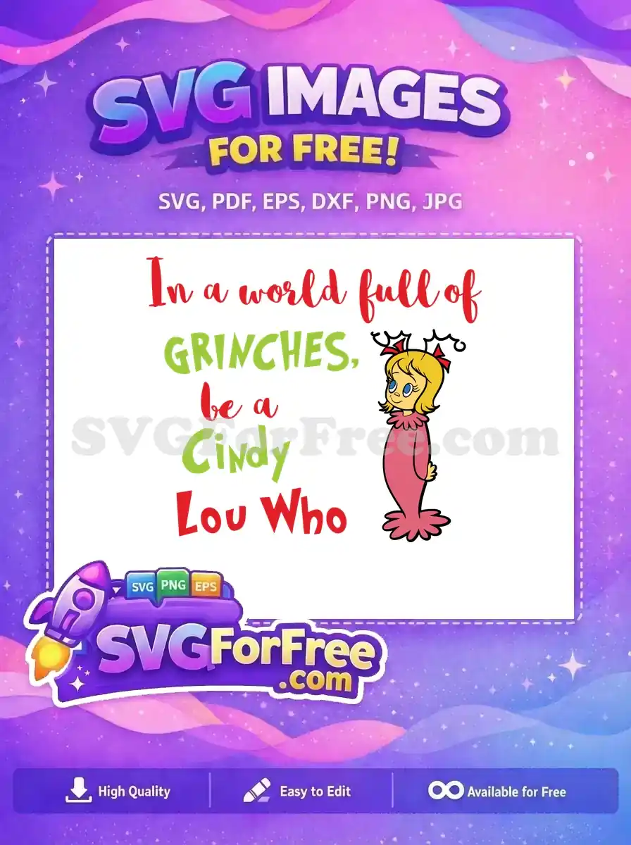Free Cindy Lou Who Free Pink Dress Dr Seuss Grinch Free SVG