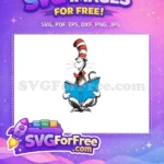 Free Cat in Hat Happy Free Reading Blue Book Dr Seuss Free SVG - Instant Download