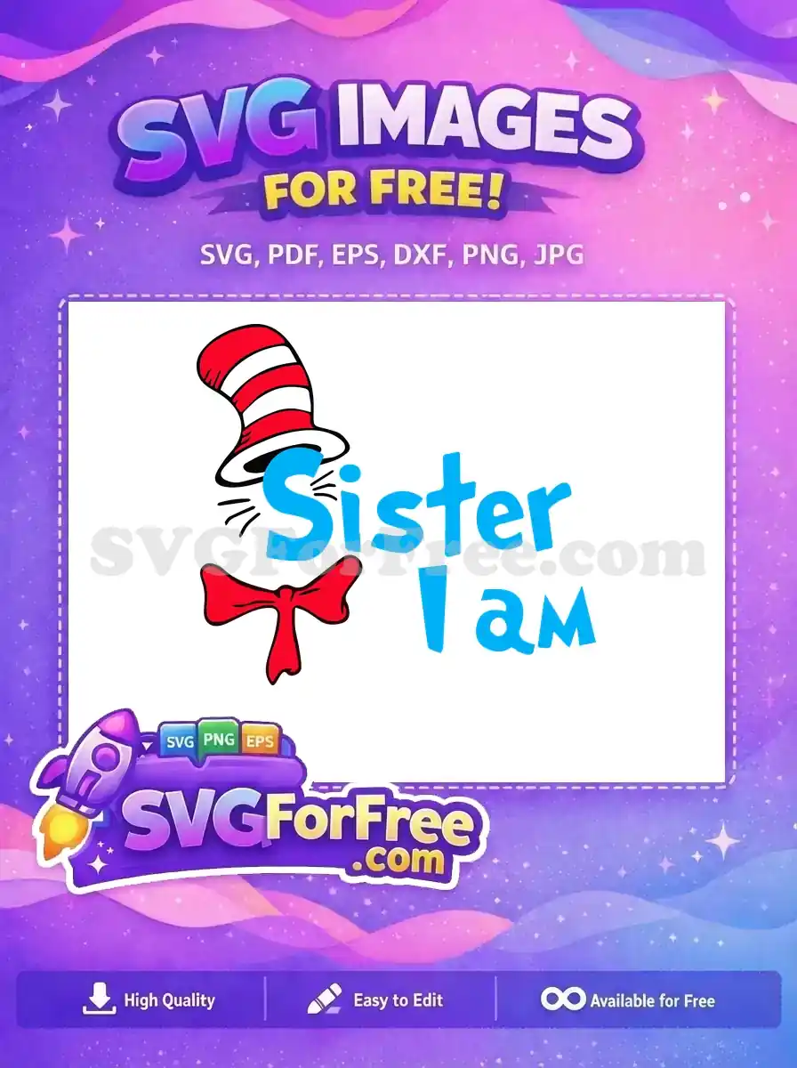 Free Red Hat Free Blue Sister Dr Seuss Free SVG