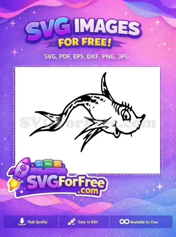 Free Whimsical Black Free Happy Cartoon Dr Seuss Fish Free SVG Free Whimsical Black Free Happy Cartoon Dr Seuss Fish Free SVG