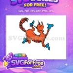 Free Orange Fox joyful expression Free Blue Socks leaping character Dr Seuss Free SVG - Instant Download
