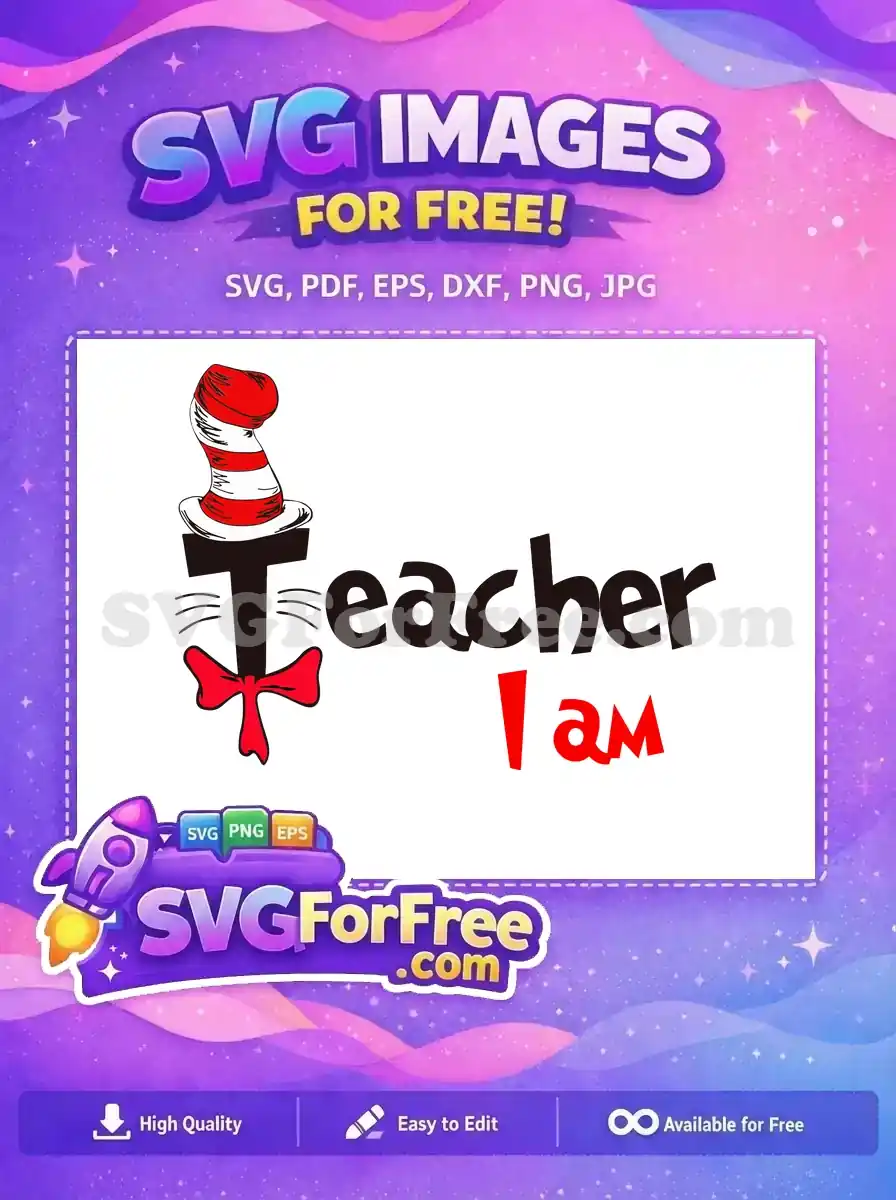 Free Cat Hat Free black Teacher Dr Seuss Free SVG