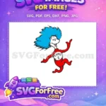 Free Happy Thing 1 Blue Hair Free Red Suit Dr Seuss Free SVG - Instant Download