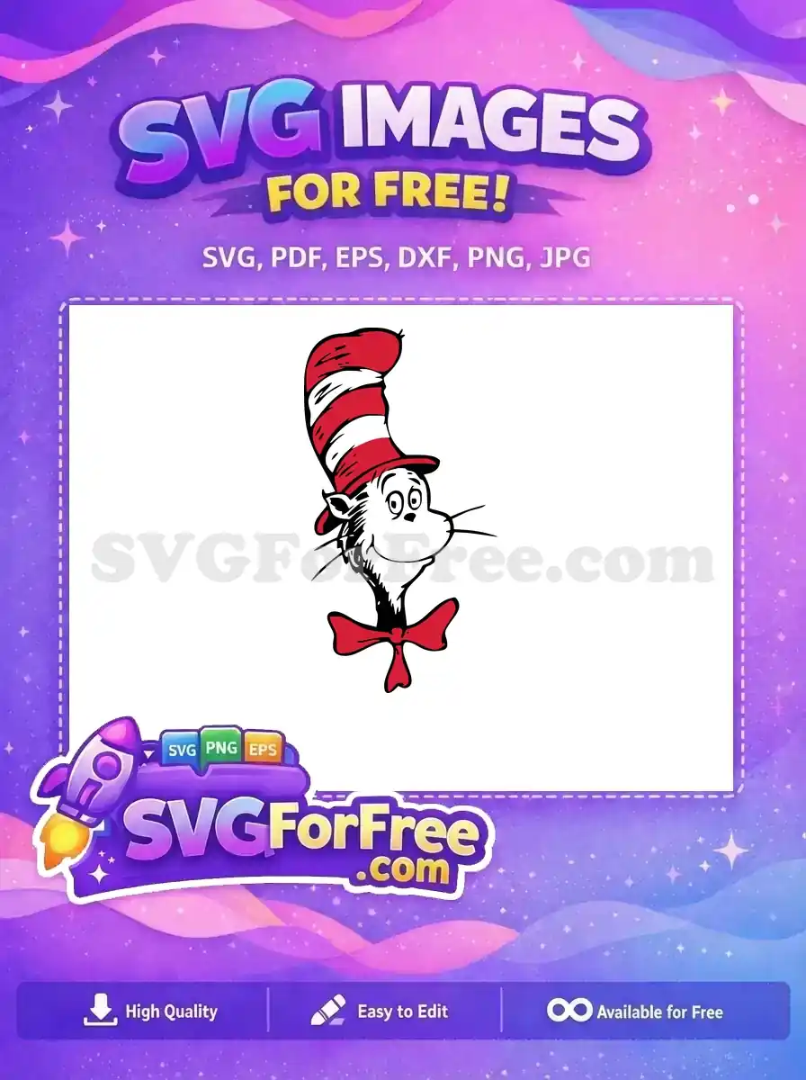Free Smiling Cat Free Red Hat Dr Seuss Free SVG
