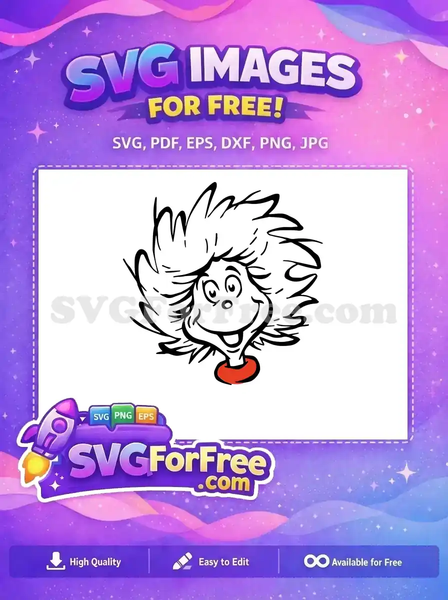Free Wild Hair Free Happy Red Collar Dr Seuss Free SVG