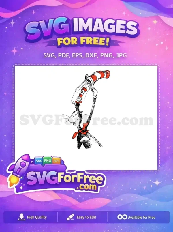 Free Mischievous Cat Free Smiling Big Hat Dr Seuss Free SVG Free Mischievous Cat Free Smiling Big Hat Dr Seuss Free SVG