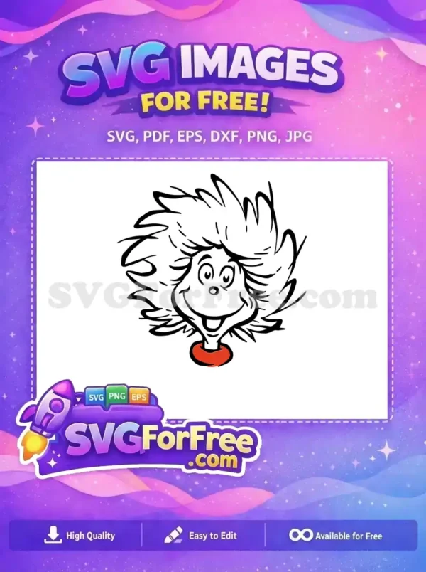Free Smiling Spiky Hair Free Red Collar Dr Seuss Thing Free SVG Free Smiling Spiky Hair Free Red Collar Dr Seuss Thing Free SVG