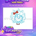Free Happy Blue Hair Free Red Bow Dr Seuss Thing Character Free SVG - Instant Download