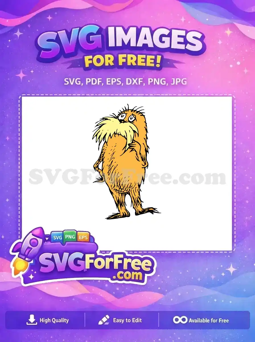 Free Concerned Orange Lorax Free Big Yellow Mustache Dr Seuss Free SVG