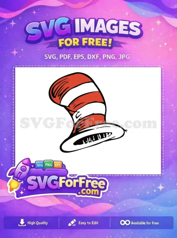 Free Striped Red White Free Famous Tall Dr Seuss Hat Free SVG