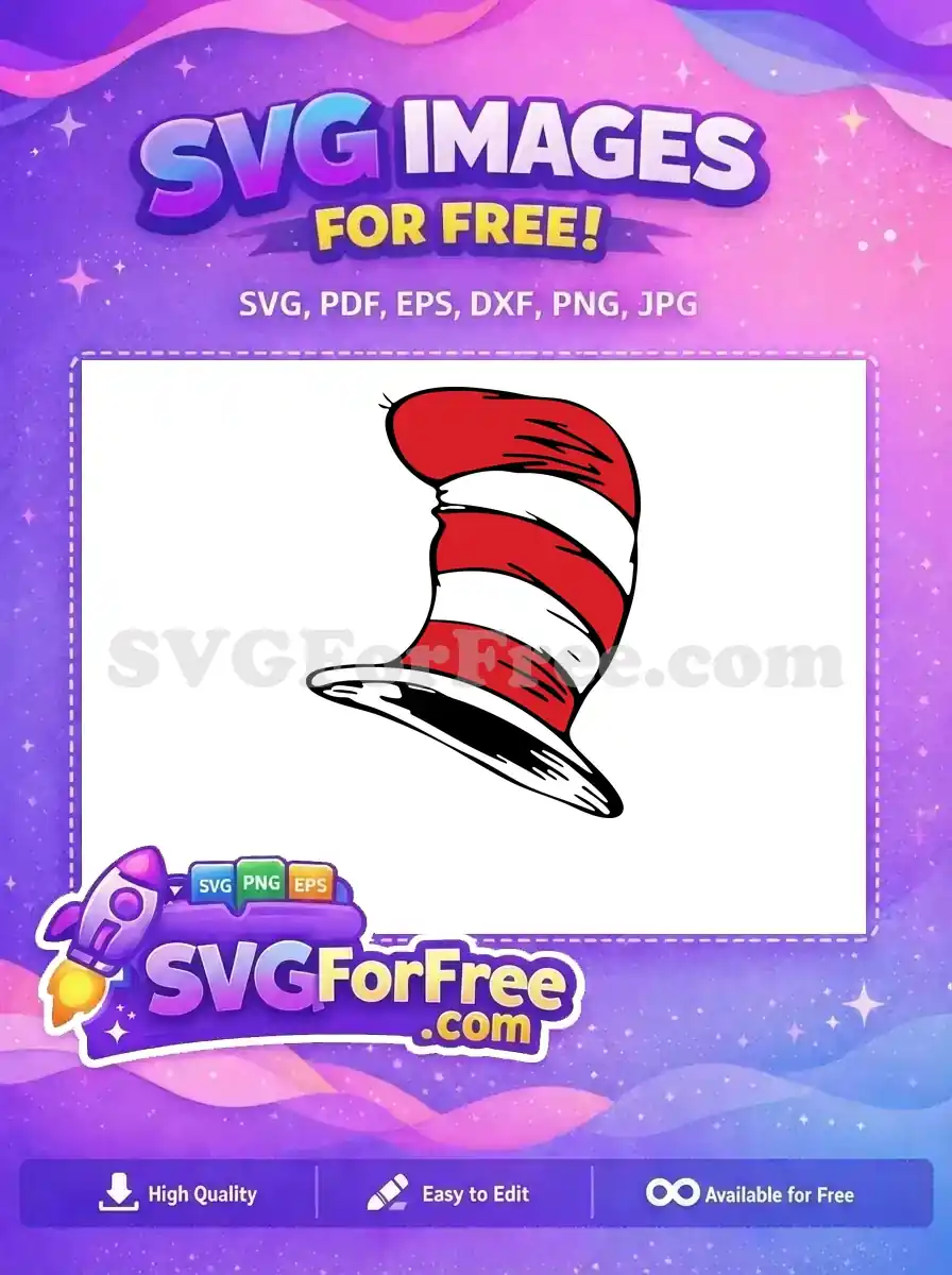 Free Red Striped Free Iconic Hat Dr Seuss Free SVG