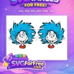 Free Blue Spiky Hair Free Happy Face Dr Seuss Thing 1 Free SVG - Instant Download
