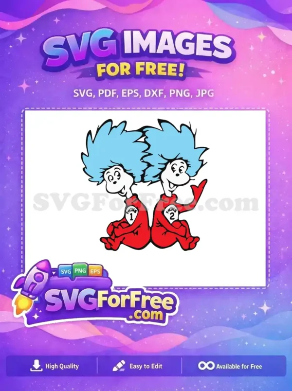 Free Thing 1 Free Thing 2 Dr Seuss Free SVG Free Thing 1 Free Thing 2 Dr Seuss Free SVG