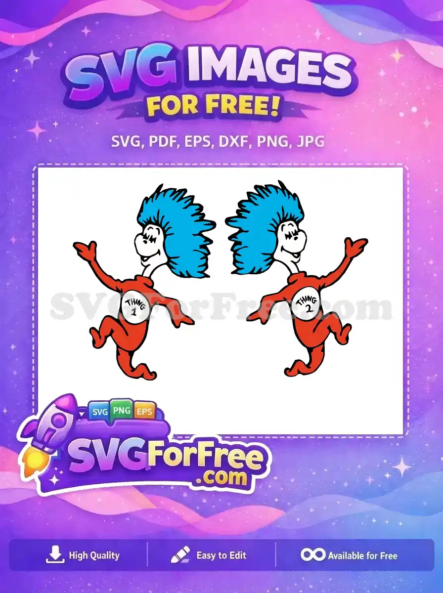 Free Smiling Duo Free Blue Red Dr Seuss Free SVG