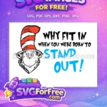 Free Cat Hat Free Blue Standout Dr Seuss Free SVG - Instant Download