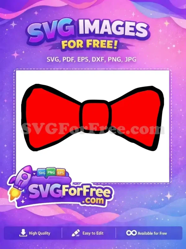 Free Red Bowtie Free Bold Outlined Cat in Hat Free SVG