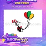 Free Smiling Cat Free Colorful Balloons Dr Seuss Free SVG - Instant Download
